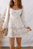Pink Floral Print Long Sleeve Ruffle Detail Flared Mini Dress