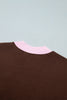 Grapefruit Orange Polka Dot Letter Graphic Colorblock Tunic Sweatshirt