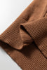 Straw Yellow Fish Scale Textured Knit Ribbed High Neck Short Sleeve Sweater