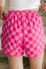 Multicolour Checkered Drawstring Elastic Waist Casual Shorts