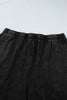 Black Mineral Wash Elastic Waist Drawstring Ruffle Hem Plus Shorts