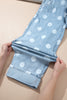 Sky Blue Polka Dot Ankle-Length Metal Button Casual Jeans