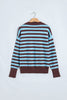 Brown Stripe Color Block Loose Crew Neck Cuffed Sweater