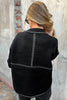 Black Contrast Trim Button up Sweater Cardigan