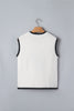 White Contrast Trim Round Neck Rodeo Cowboy Sweater Vest