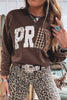 Racing Red Floral Buffalo Plaid Striped Embroidered Patch Western Pullover Sweatshirt