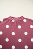 Red Polka Dot Print Contrast Detail Oversized Tunic Sweatshirt