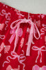 Red Sweet Bow Print Ruffled Short Sleeve Shirt Shorts 2pcs Pajama Set