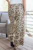 Khaki Leopard Wide Leg Cropped Pants