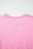 Pink Floral Bow Patched Exposed Seam Patchwork Slit Baggy Sweatshirt