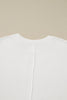 White Plus Size Exposed Seam Detail Contrast Dot Floral Patchwork Sleeve Sweatshirt