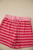 Red Stripe Puff Short Sleeve T Shirt Matching Shorts Set