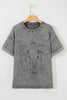 Light Grey Western Steer Head Tie Dye Print Crew Neck T Shirt