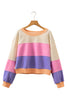 Phalaenopsis Color Block Patchwork Drop Shoulder Cropped Sweatshirt