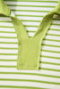 Green Stripe Collared V Neck Drop Shoulder Pullover and Skort 2pcs Outfit