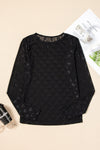 Black Mesh Bow Pattern Long Sleeve Top