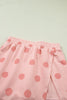 Sky Blue Ribbed Trim Polka Dot Print Tank Split Mini Skort 2pcs Set