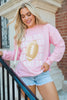 Pink GAME DAY Football Rugby Print Casual Sweatshirt