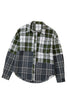 Black Plaid Print Textured Knit Buttoned Shacket