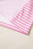 Sachet Pink Striped Colorblock Exposed Seam Casual Long Sleeve Top