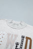 Coffee WWJD Mixed Pattern Embroidered Patch Graphic Mock Neck Sweatshirt