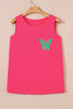 Sachet Pink Butterfly Graphic Casual Tank Top