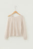 Jet Stream Solid Color Textured Knit Asymmetric Shoulder Long Sleeve Top