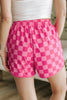 Multicolour Checkered Drawstring Elastic Waist Casual Shorts