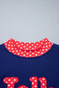 Tomato Red Polka Dot Letter Print Contrast Trim Mock Neck Sweatshirt