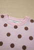 Brown Polka Dot Two Piece Set Long Sleeve Casual Skirt Set