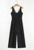 Black Front Cut Out Smocked Back Sleeveless Wide Leg Jumpsuit
