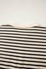 Black Stripe Ribbed Color Block Trim Zip Polo Tee Drawstring Shorts 2pcs Outfit