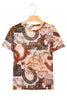 Brown Western Horseshoe Printed Mesh T Shirt