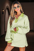Green Stripe Collared V Neck Drop Shoulder Pullover and Skort 2pcs Outfit