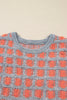 Pink Checkered Oversized Side Slit Sweater