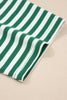 Green Stripe Drop Shoulder Boxy Casual Terry Short Set