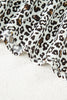Khaki Plus Size Button V Neck Leopard Print Puff Sleeve Loose Mini Dress