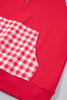 Racing Red Patchwork Plaid Pocket Quarter Zip Sweatshirt