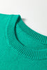 Bright Green Horse Bit Embroidered Loose Short Sleeve Sweater