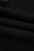 Black Ribbed Knit Ribbon Knot Backless Drop Shoulder Sweater