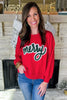 Fiery Red Merry Script Holiday Christmas Graphic Sweatshirt