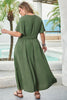 Four Leaf Clover Surplice Neckline Shirred High Waist Plus Size Maxi Dress