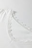 White Lace Trim V Neck Cuffed Long Sleeve Loose Top