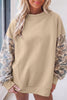 Coffee Camouflage Sleeve Crewneck Baggy Pullover Sweatshirt