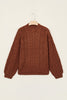 Coffee Solid Color Cable Knit High Neck Loose Pullover Sweater