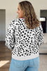 White Leopard Print Colorblock Round Neck Long Sleeve Tunic Plus Size Sweater