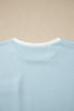 Mist Blue Contrast Trim Round Neck Pocketed Boxy Tank Top Wide Leg Pant Set