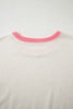 White Color Block Striped Patchwork Dolman Slit Sweatshirt
