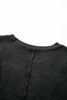 Black Exposed Seam Ribbed Long Sleeve Top