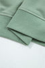 Smoke Green Raw Edge Flower Patch Drop Shoulder Casual Top